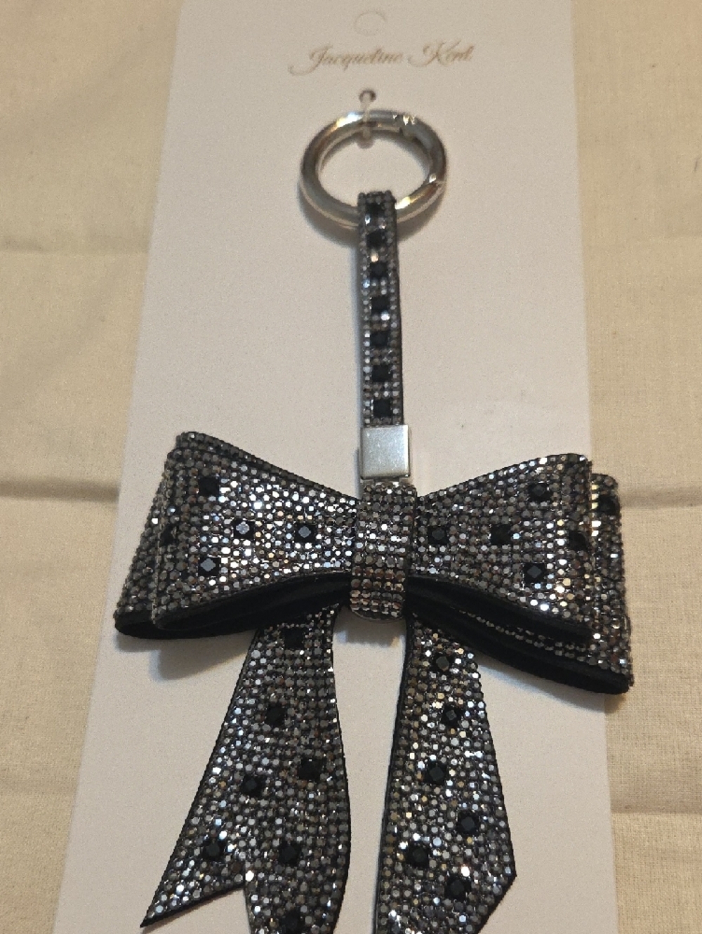 Jacqueline Kent Crystal Bow Keychain Purse Charm in Black - Picture 2 of 2
